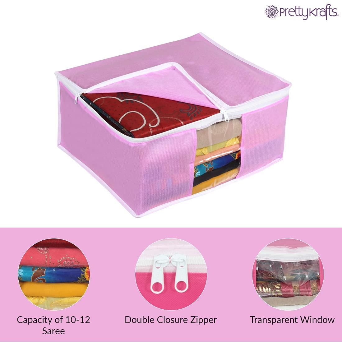 Saree Cover - Solid Non Woven Saree Cover for Wardrobe (Pack of 6)