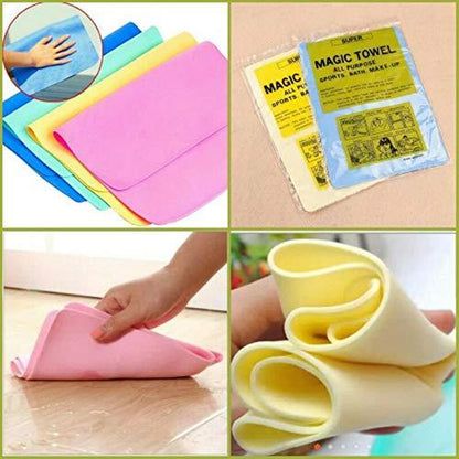 Towel-Magic Towel Reusable Absorbent Water for Kitchen Cleaning Car Cleaning(Pack of 4)