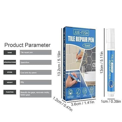 Tile Repair Pen (Pack of 3) Grout Pen for Bathroom, Kitchen, Floor & Wall Tiles